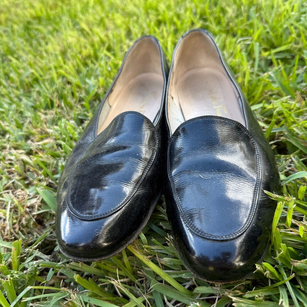 Salvatore Ferragamo Black Leather Flats Size 9.5